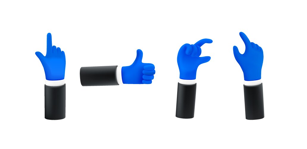 comic hands with different gestures 3d elements vector image