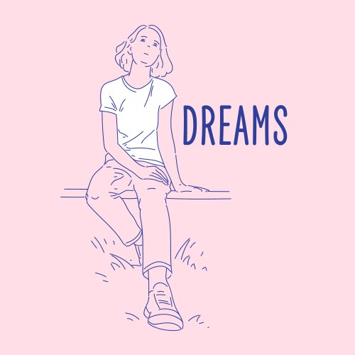 Girl is sitting on a bench template Vector Image