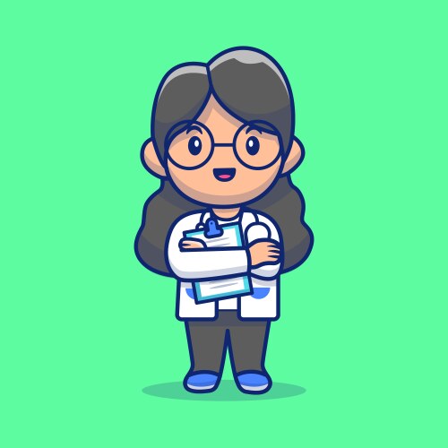 Cute female doctor cartoon vector image