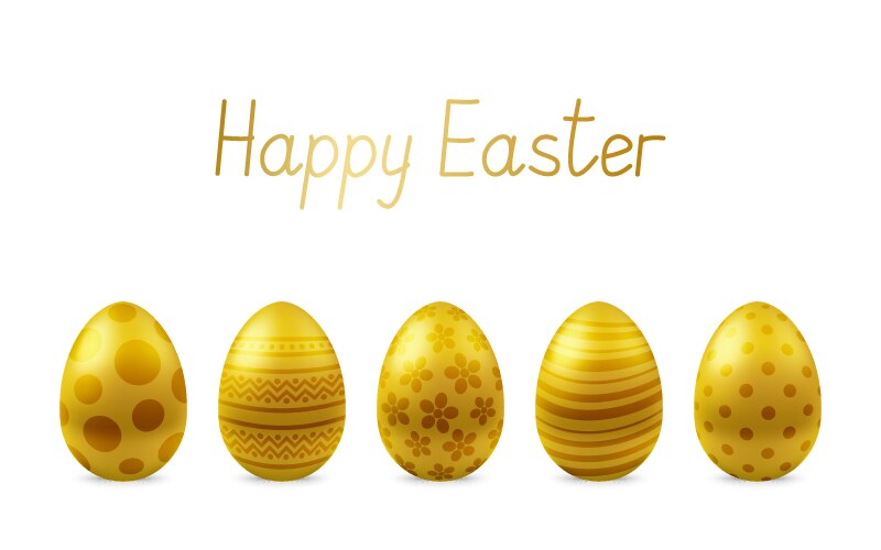 Happy easter greeting card with realistic eggs Vector Image