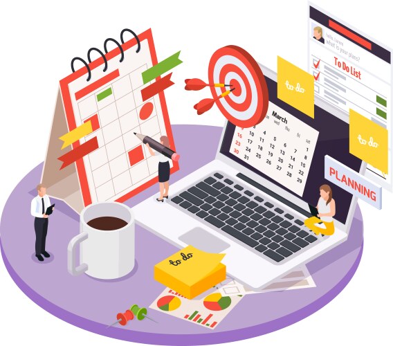 Blocking time management isometric icon Royalty Free Vector