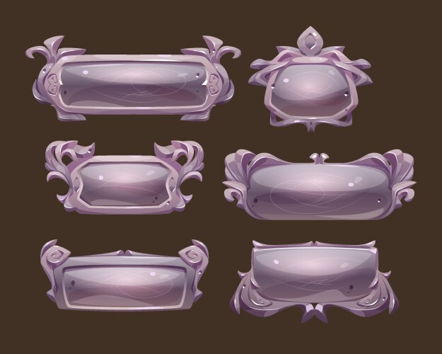 Game buttons with different fantasy silver frames Vector Image