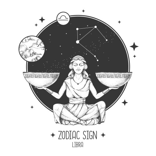 Libra Zodiac Magic Card Vector Image