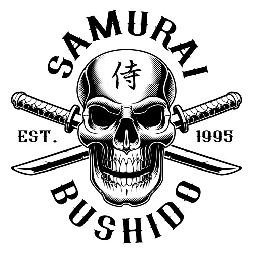 Samurai Skull with Katana Vector Image