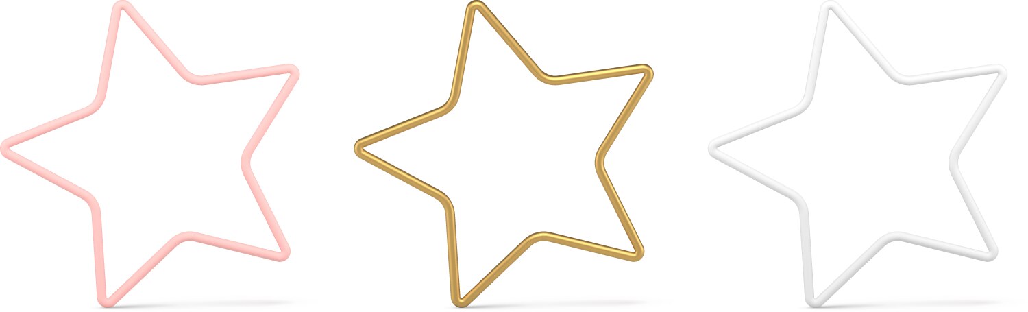 collection realistic outline star metallic shape vector image