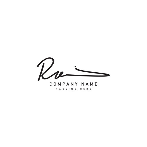Initial letter rv logo - handwritten signature Vector Image