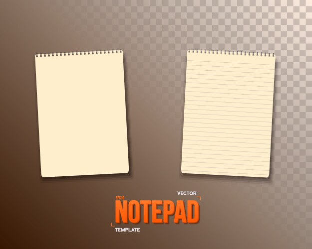 Notepad set realistic empty template open vector image
