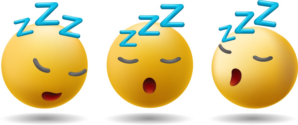 3d sleeping emoji face set Vector Image