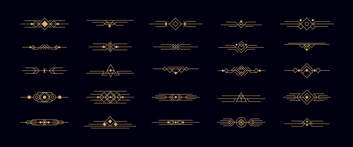 Art Deco Gold Dividers & Ornaments Vector Image