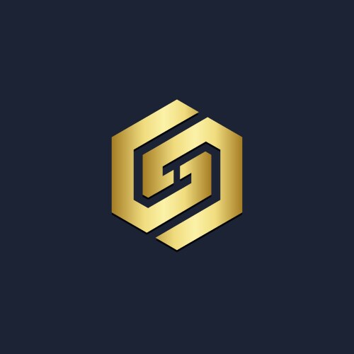 Gold polygon line letter g logo Royalty Free Vector Image