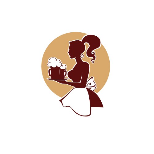 beautiful woman waistress holding a beer vector