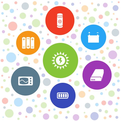 7 battery icons vector image