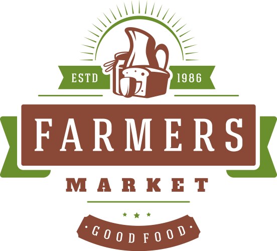 Farmers market logo template vector image