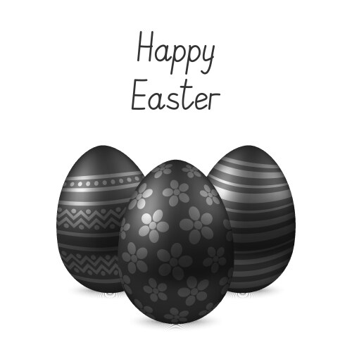 Happy easter greeting card with realistic eggs Vector Image