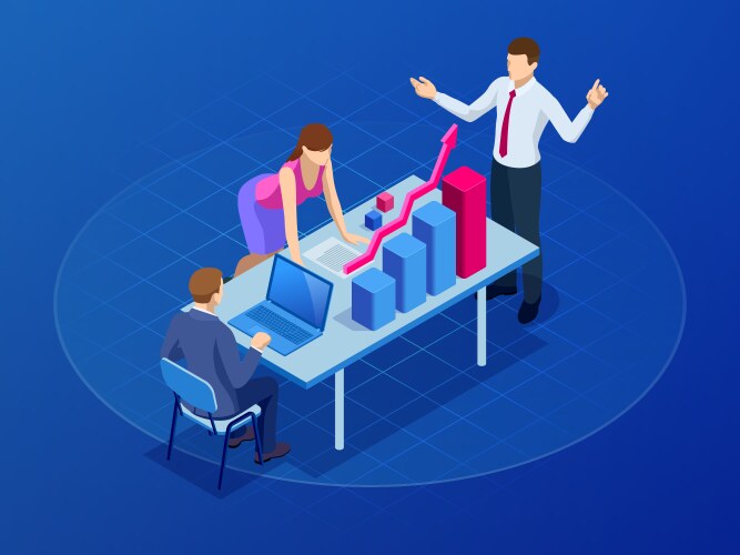 Isometric concept for business teamwork vector image