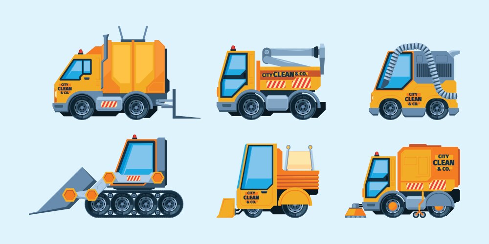 City cleaning machines emergency urban transport vector image