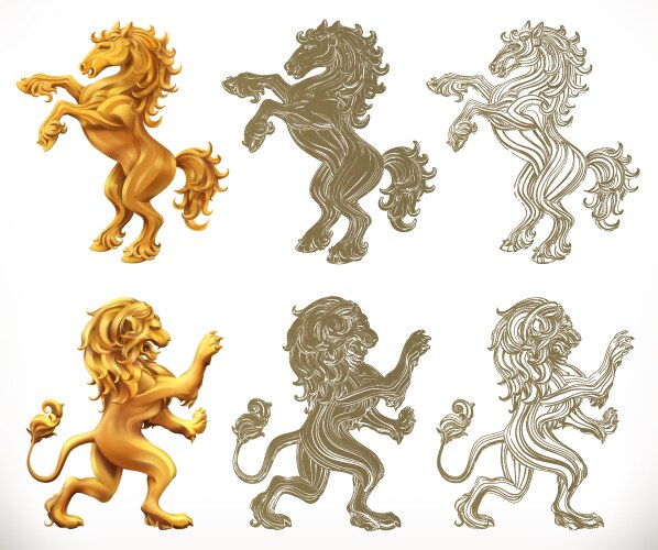 Horse and Lion Emblem Vector Image