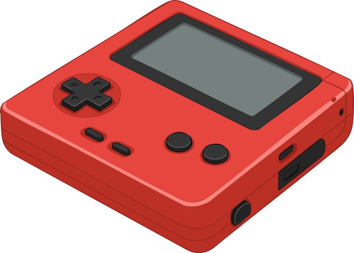 Red handheld game console with buttons and screen vektorbild