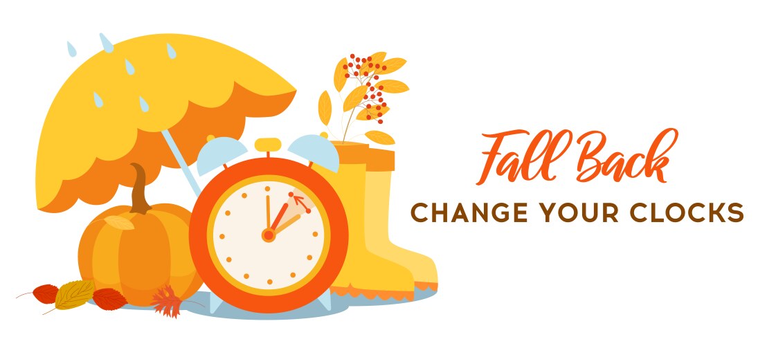 Fall back time concept poster daylight saving vector image