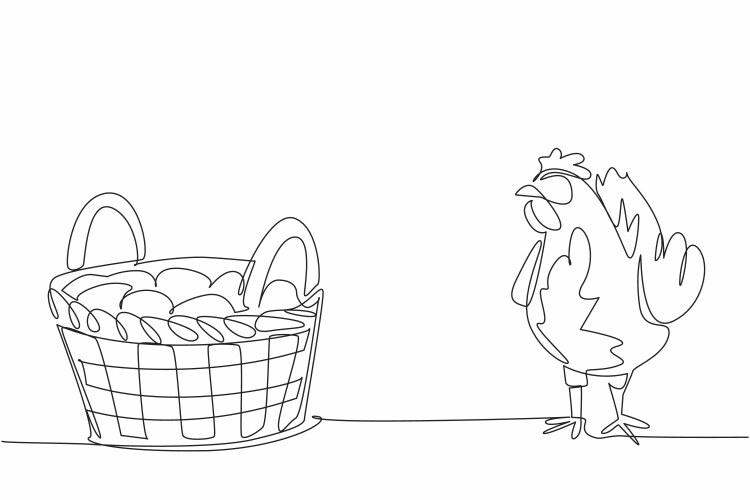 Continuous one line drawing mother hen standing Vector Image