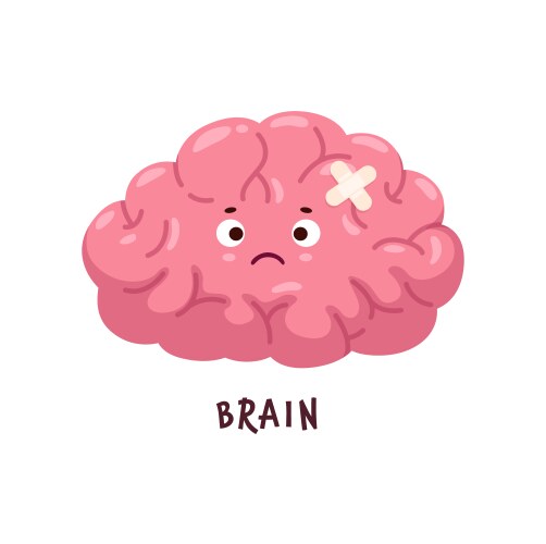 brain sick body organ character injured unhealthy vector