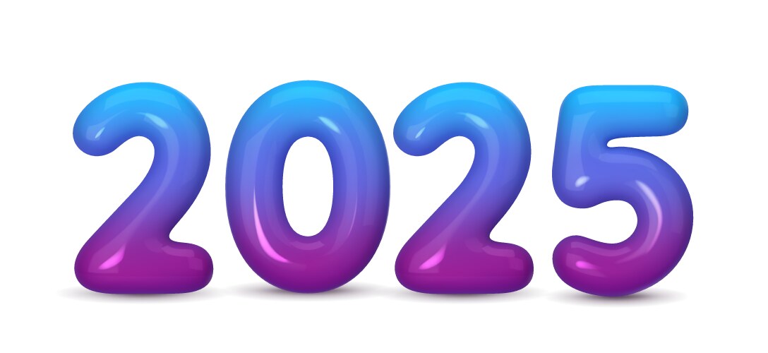 happy new 2025 year violet number made of plastic vector image