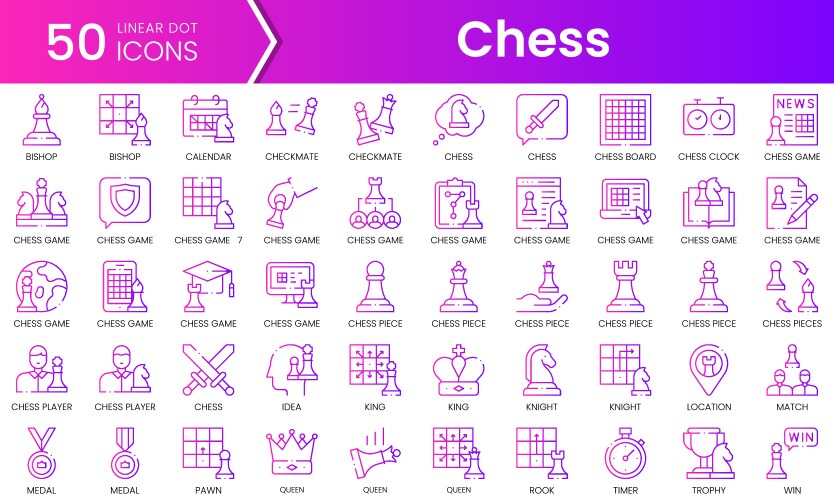 set of chess icons gradient style icon bundle vector image