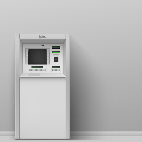 Realistic atm machine empty gray indoor outdoor vector image