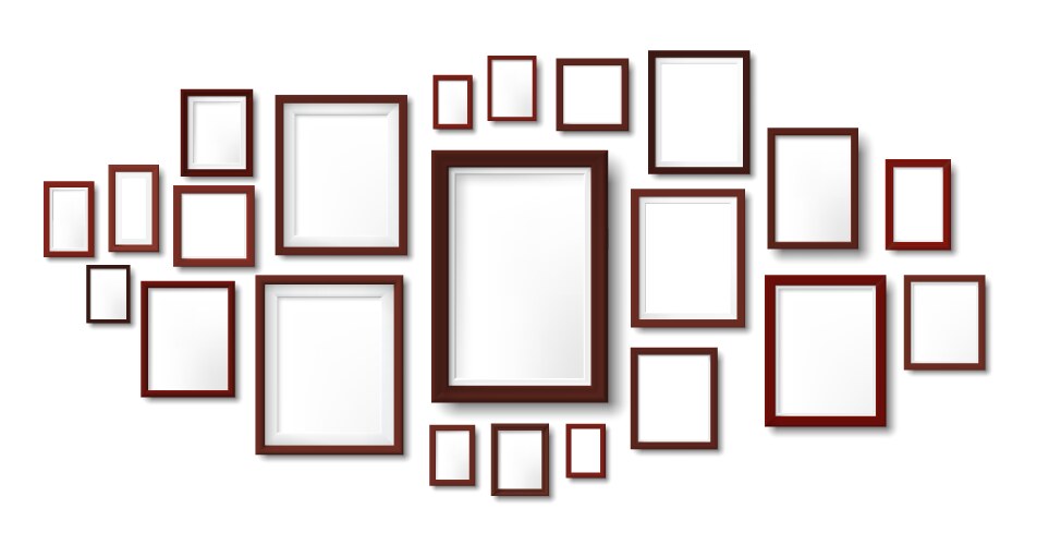 dark wooden frames composition mockup photo frame vector image