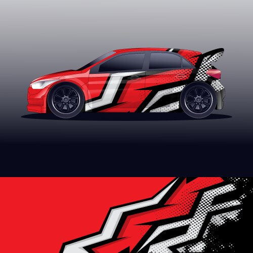 Rally Car Decal Wrap Graphic Vector Image