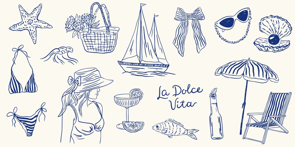 Italian Summer Vacation Sketch Vector Image