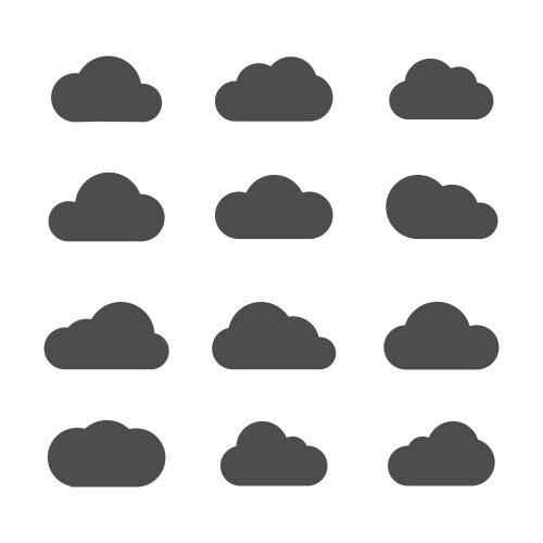 Black cloud icons set Royalty Free Vector Image