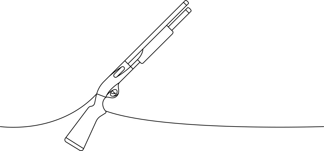 Firearms shotgun hunter carbine one line Vector Image