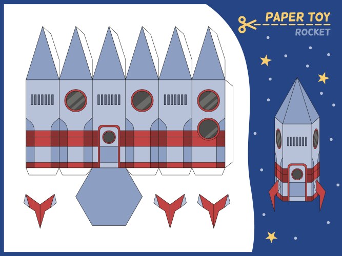 rocket paper cut toy missile 3d vector image