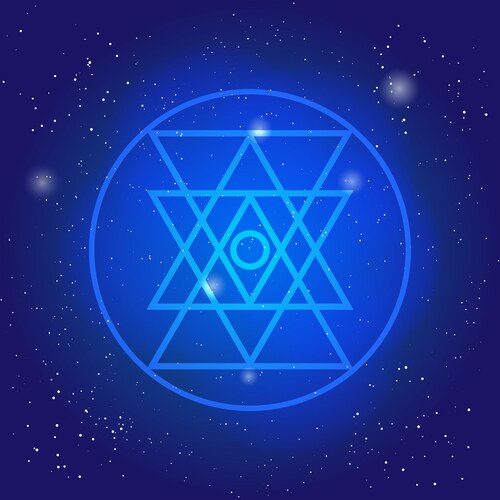 Sacred geometry symbol in space 3d Vector Image