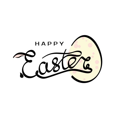 Hand drawn inscription happy easter with rabbit vector image