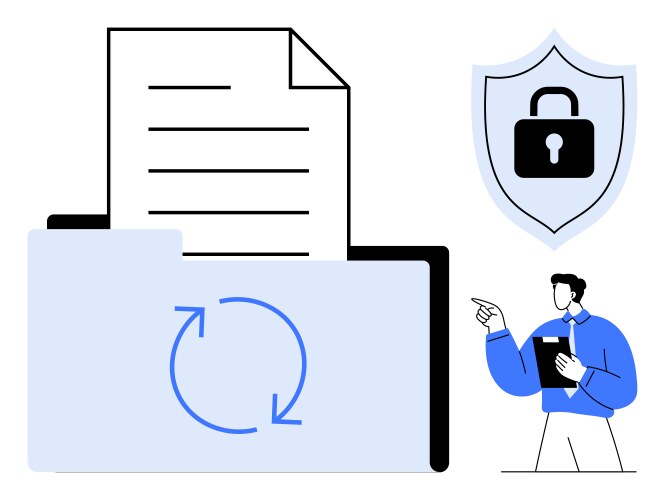 Secure data backup with encryption folder vector image