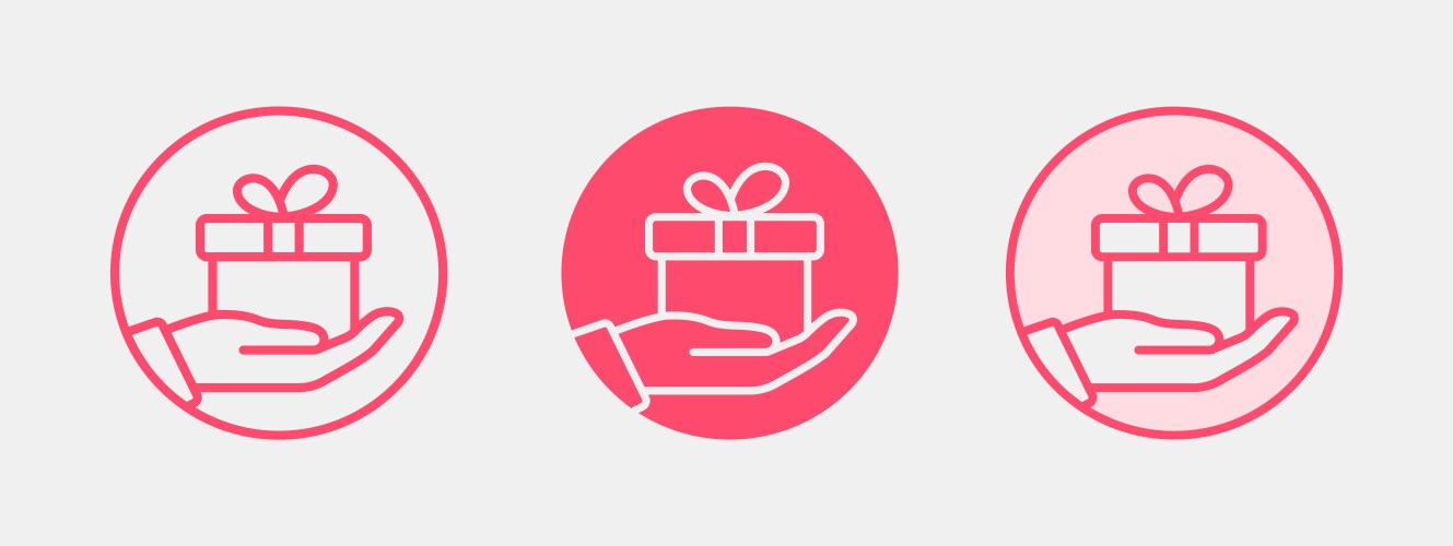 Present box in hand icon donate help support vector image