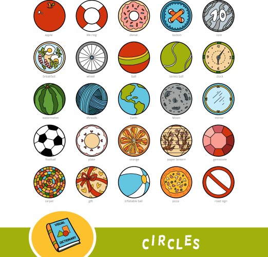 Colorful set circle shape objects visual vector image