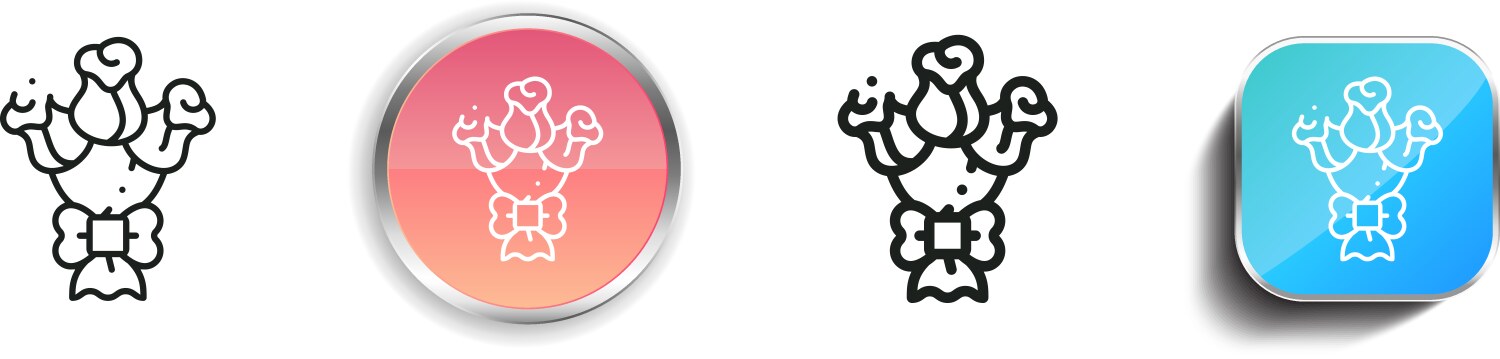 Bouquet icon thin linear regular and button style vector image