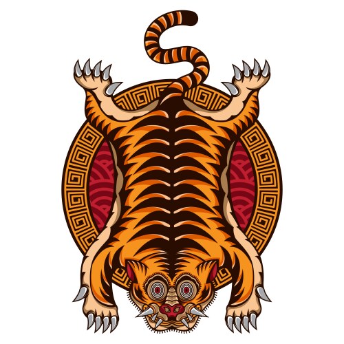 Traditional tiger skin tattoo Vector Image