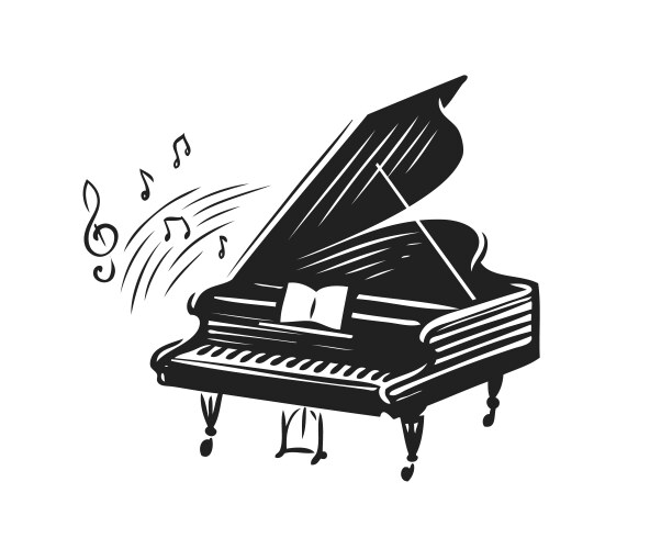 Hand-Drawn Sketch Grand Piano Vector Image