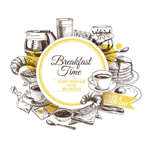 Hand drawn coffee set sketch Royalty Free Vector Image