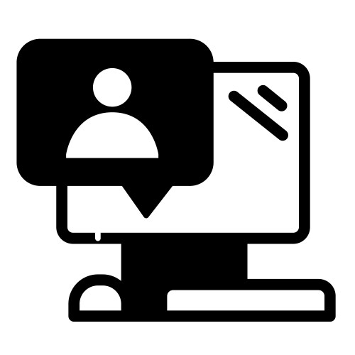 Computer with user message solid icon remote work vector image
