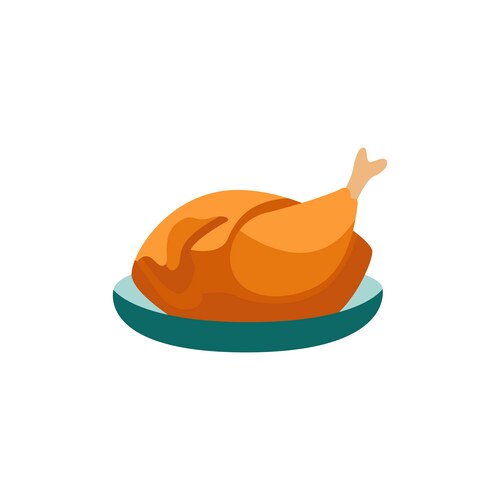 Roasted Turkey Carcass on Plate Vector Image
