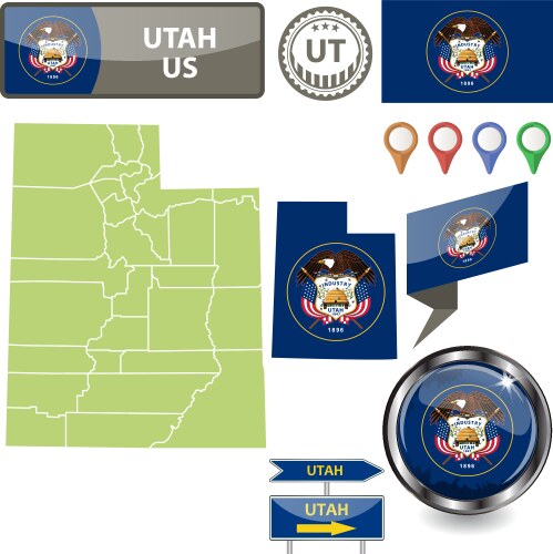 Two versions of an utah folded map one Royalty Free Vector