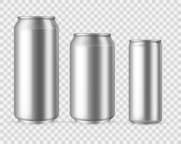 Realistic Aluminum Cans - Metallic Drinks Vector Image