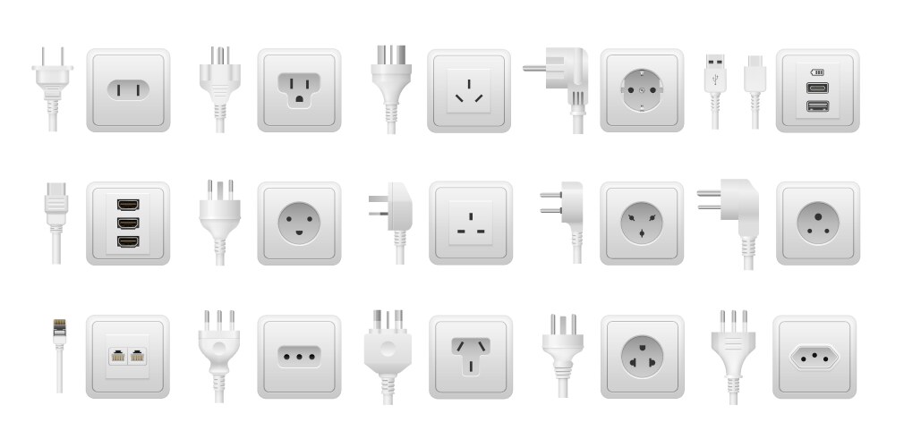 Ac power plugs and sockets Royalty Free Vector Image