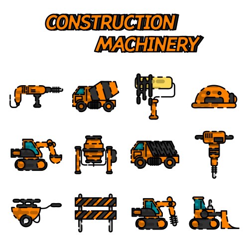 Construction heavy machinery set special Vector Image