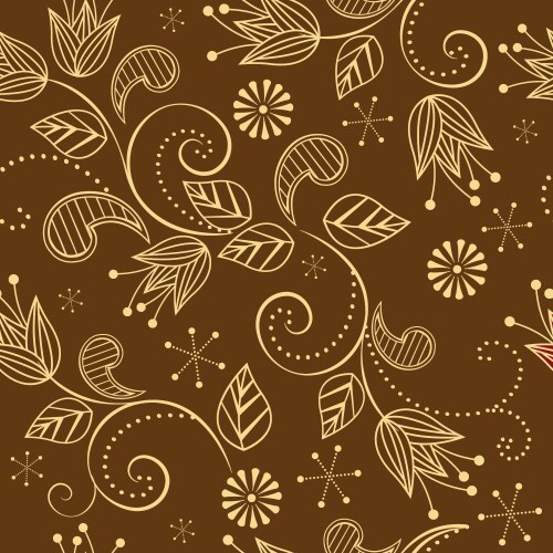 Seamless pattern with flowers on a brown vector image